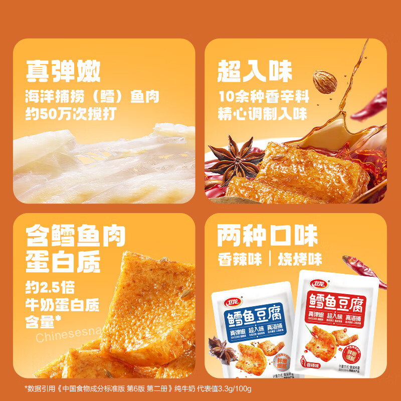 200g x 3 Bags Weilong Cod Fish Cake Tofu Spicy Grilled Taste Mixed Snacks