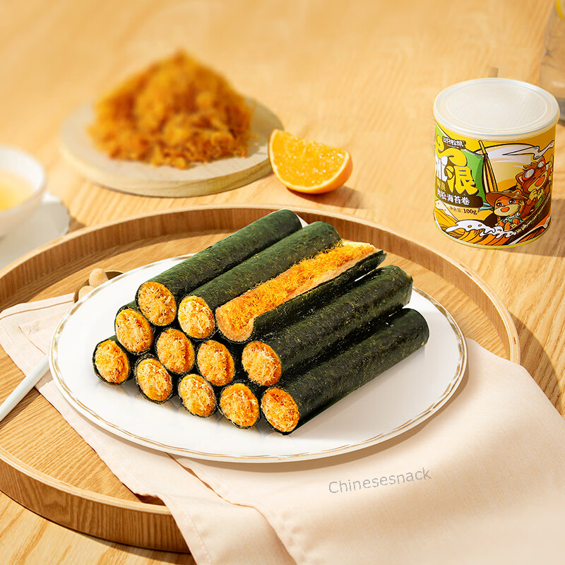 Three Squirrels Floss Seaweed Rolls Chinese Snacks 三只松鼠肉松海苔卷