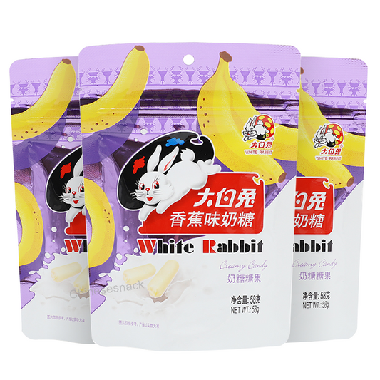 3 x 58g White Rabbit Banana-Flavored Milk Candy Creamy Chewy Bites Kids’ Gift