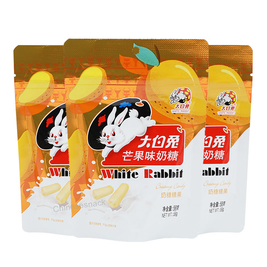 3 x 58g White Rabbit Mango-Flavored Milk Candy Creamy Chewy Bites Kids’ Gift