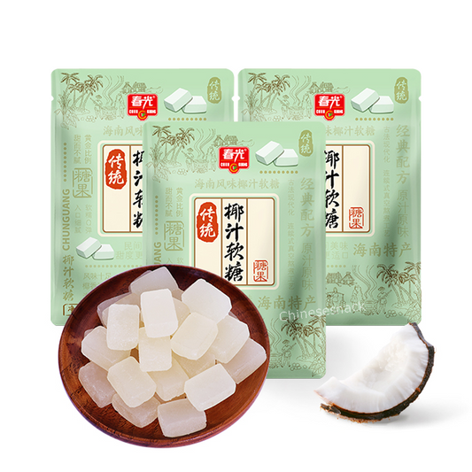 100g x 3 Chunguang Coconut Juice Soft Candy Chinese Specialty Snacks 春光椰汁软糖