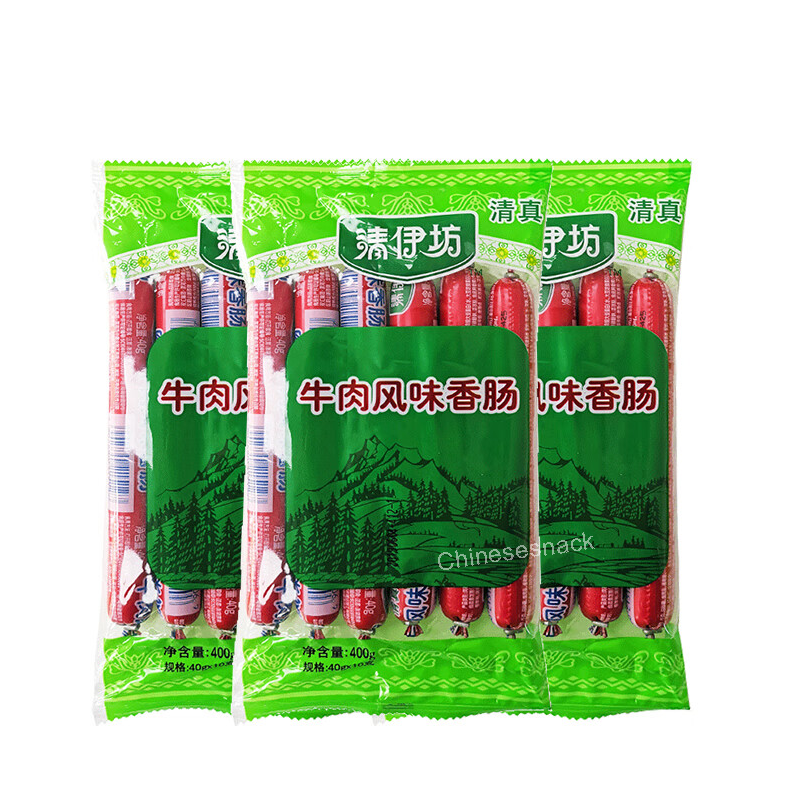 400g x 3 Bags Shuanghui Qingyifang Halal Beef Sausages Protein-rich Snacks Food