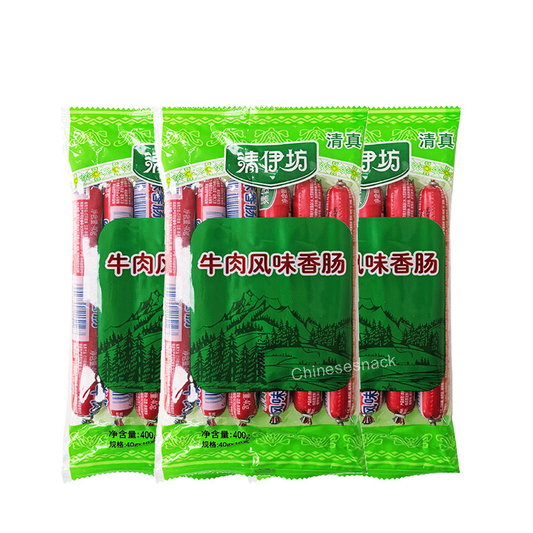 400g x 3 Bags Shuanghui Qingyifang Halal Beef Sausages Protein-rich Snacks Food