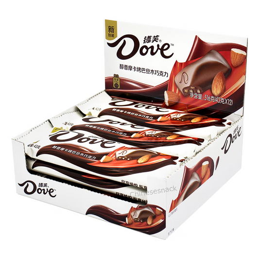 12 Bars x 43g Dove Chocolate Candy Bars Mocha with Roasted Badam Flavors