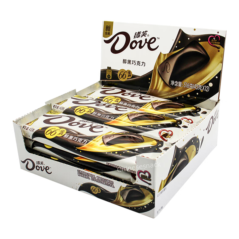 12 Bars x 43g Dove 66% Cocoa Dark Chocolate Bars Candy Present Snacks Food