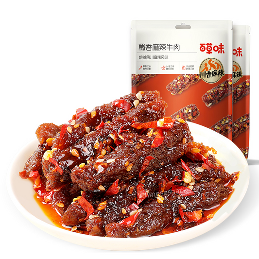 100g x 3 Bags Baicaowei Spicy Beef Sticks Snacks Snack Food 百草味蜀香麻辣牛肉