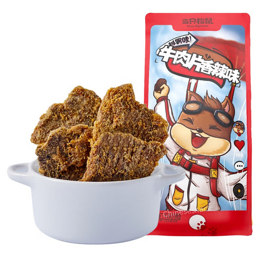 100g Three Squirrels Spicy Beef Slices Dried Beef Jerky Snacks 三只松鼠香辣味牛肉片