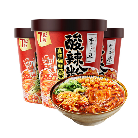 252g x 3 Bowls LIZIQI Hot and Sour Instant Cup Rice Noodles Chinese Spicy Food