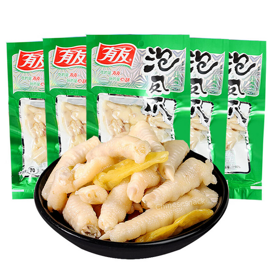 5 Youyou Chinese Pickled Pepper Chicken Feet Snack Chinese Spicy Snacks 有友泡椒凤爪