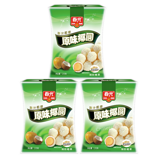 135g x 3 Chunguang Coconut Bonbon Soft Candies Chinese Specialty Snacks 春光原味椰圆
