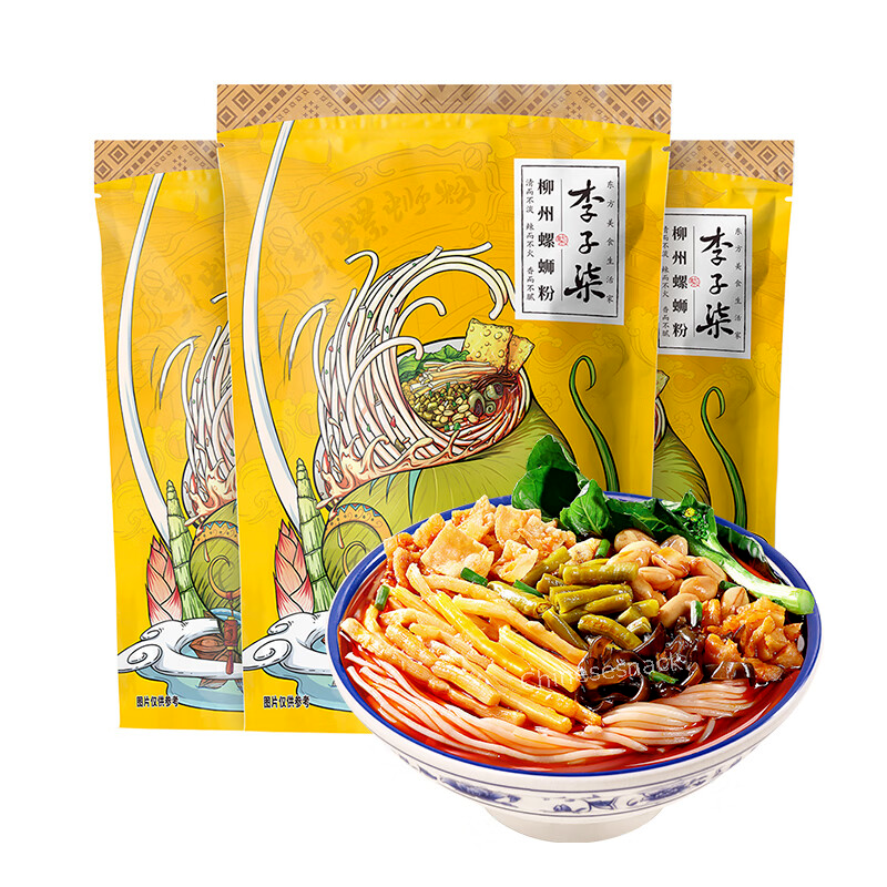 330g x 3 Chinese Famous LIZIQI Spicy Instant Rice Noodles Soup Meals 李子柒柳州螺蛳粉