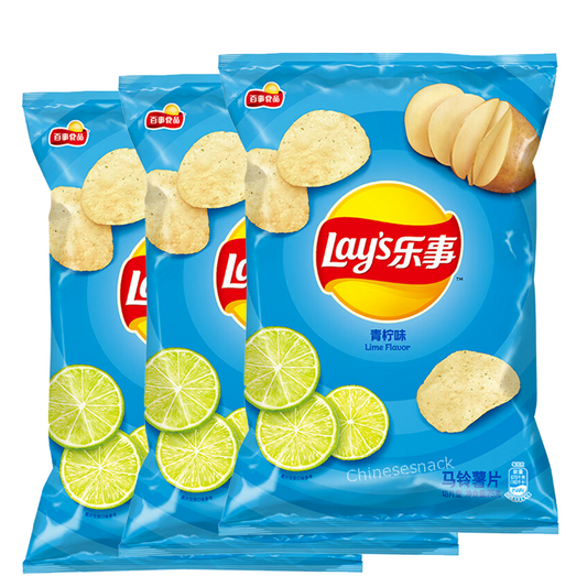 3 Bags Lays Chips Lay's Potato Chips Lime Flavor Snacks A Bright Refreshing Kick