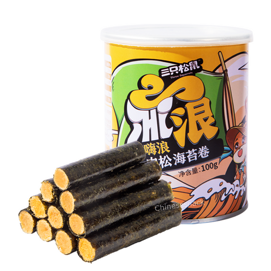 Three Squirrels Floss Seaweed Rolls Chinese Snacks 三只松鼠肉松海苔卷