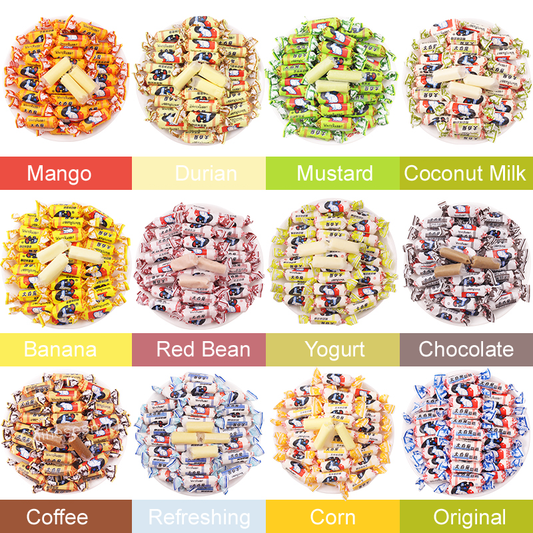 96 Pieces 12-Flavor Variety Pack White Rabbit Assorted Milk Candies Creamy Candy