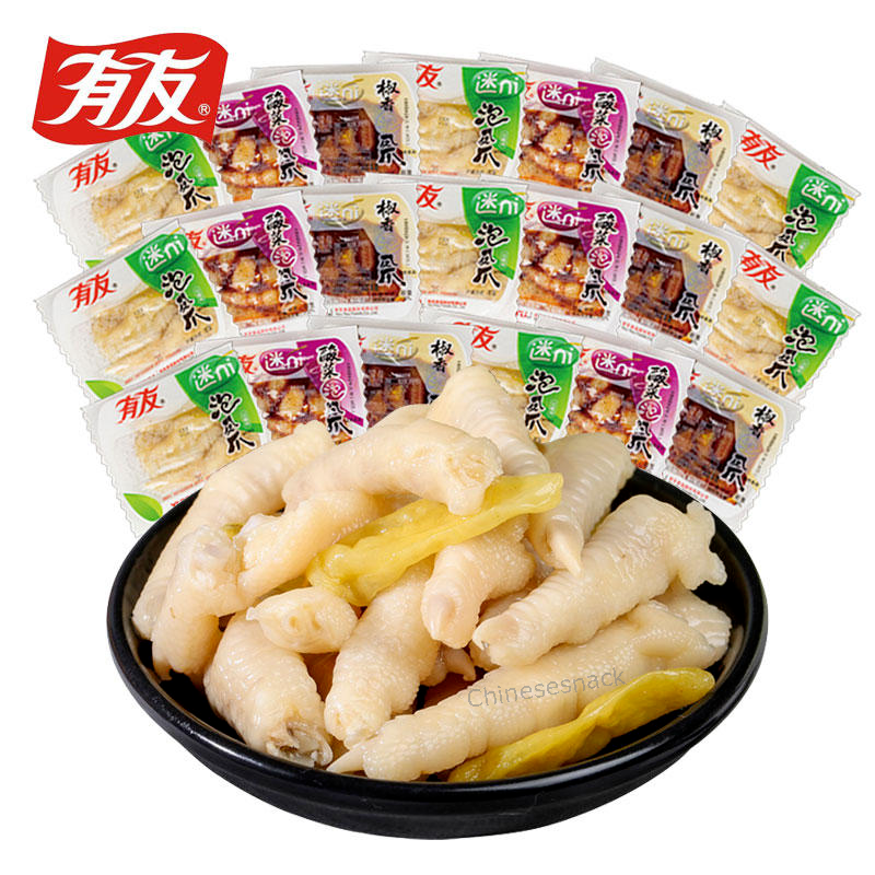 500g MIXED Flavors Youyou Pickled Chicken Feet Chinese Spicy Snacks 有友迷你泡椒凤爪混合味