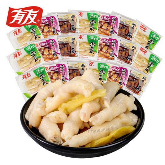 500g MIXED Flavors Youyou Pickled Chicken Feet Chinese Spicy Snacks 有友迷你泡椒凤爪混合味
