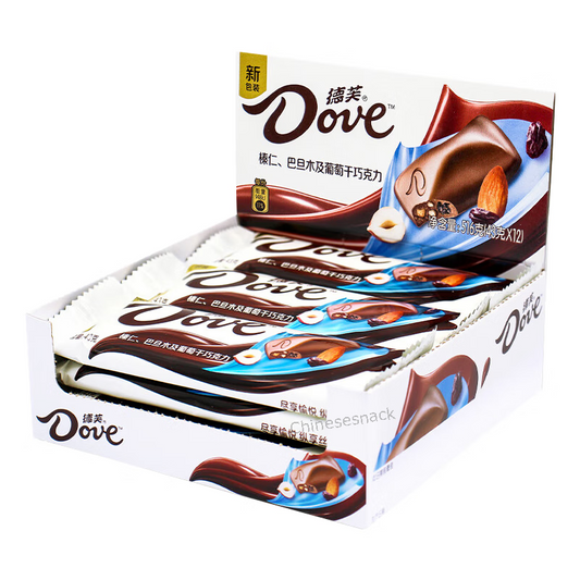 12 Bars x 43g Dove Hazelnut Badam Dried Grape Chocolate Candy Bars with Nuts