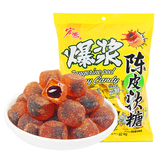 500g Hongyuan Bursting Tangerine Peel Gummies Candy Snacks