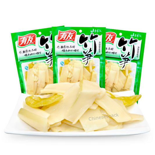 5 Bags Youyou Pickled Bamboo Shoots Snacks Chinese Spicy Snacks 有友泡椒山椒竹笋