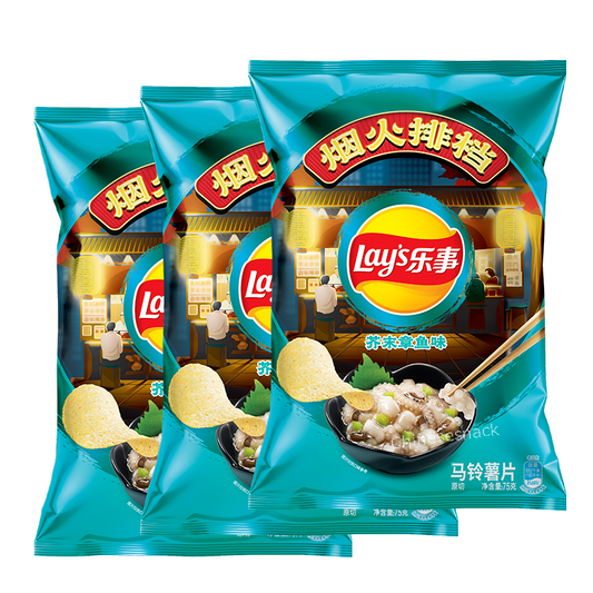 3 Bags Lay's Potato Chips - Mustard Octopus Flavor Lays Chips Flavors Snack Food