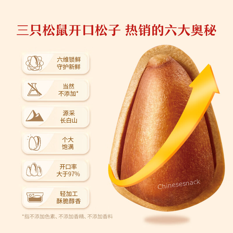 500g Three Squirrels Pine Nuts Nut Snack Food Chinese Pinenut 三只松鼠开口松子 坚果量贩MAX装
