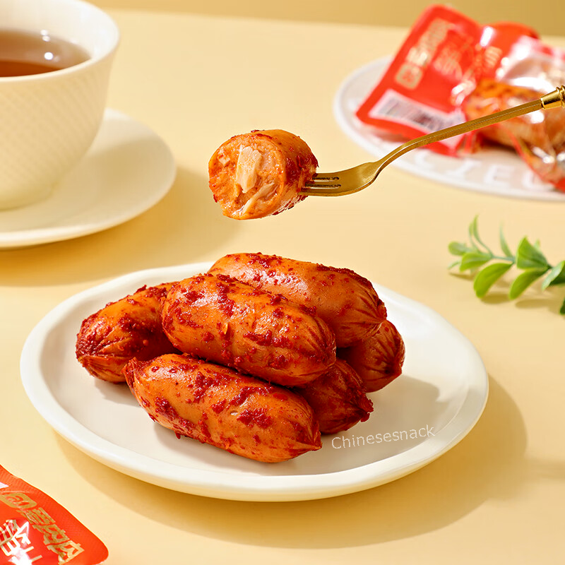 600g (20 Pieces) Bamboo Shoot Tips Chicken Sausages Hot Dog SPICY Snacks