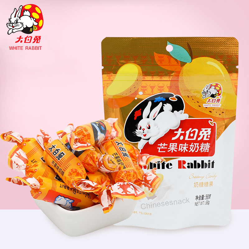 3 x 58g White Rabbit Mango-Flavored Milk Candy Creamy Chewy Bites Kids’ Gift