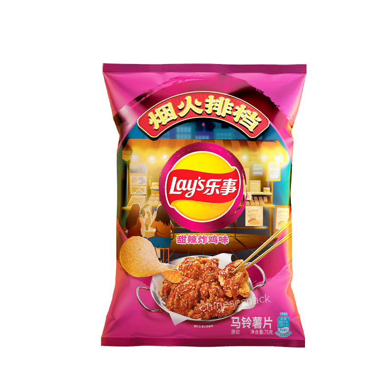 3 Bags Lay's Potato Chips - Sweet Spicy Fried Chicken Flavor Lays Chips