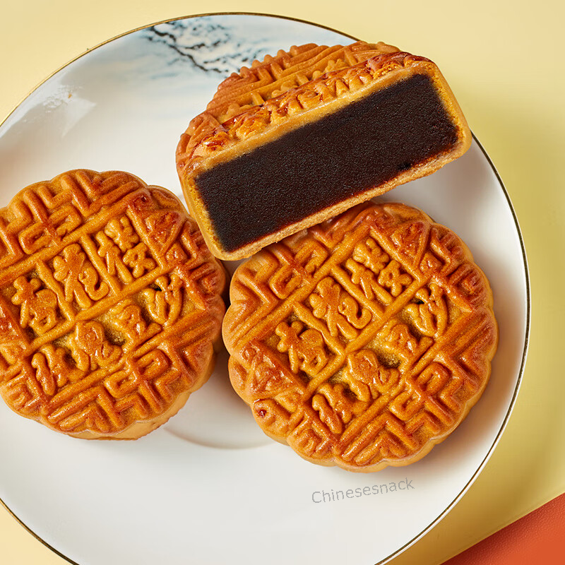 5 Pieces Xinghualou Rose Red Bean Paste Mooncake Chinese Moon Cake 杏花楼玫瑰豆沙月饼