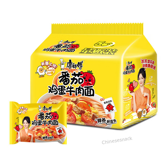 5 Bags Kangshifu Chinese Instant Noodles Tomato Egg Beef Noodle 康师傅番茄鸡蛋牛肉面