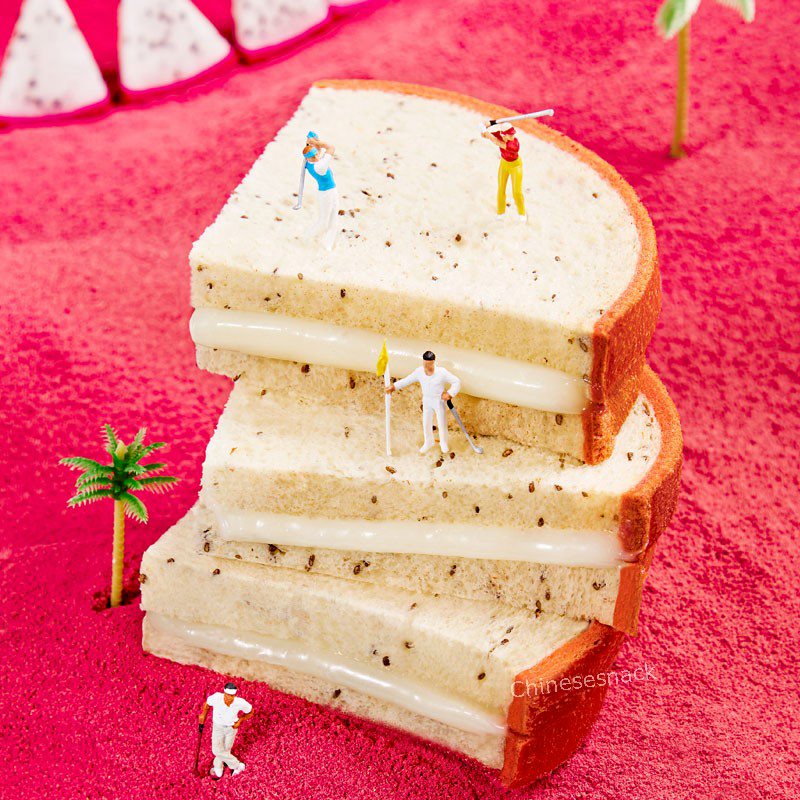 8 Pieces a1 PITAYA Shaped Colored Flavored Breads Toasts Sandwiches with Chia Seeds