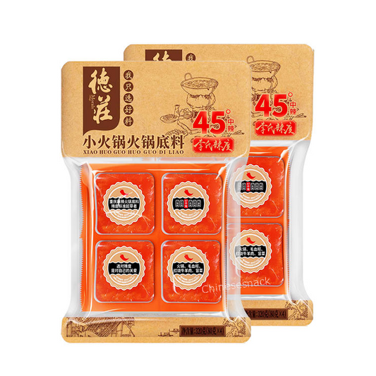 2 Bags (80g x 8) Dezhuang MEDIUM SPICY Mini Hot Pot Soup Base 德庄小火锅火锅底料中辣